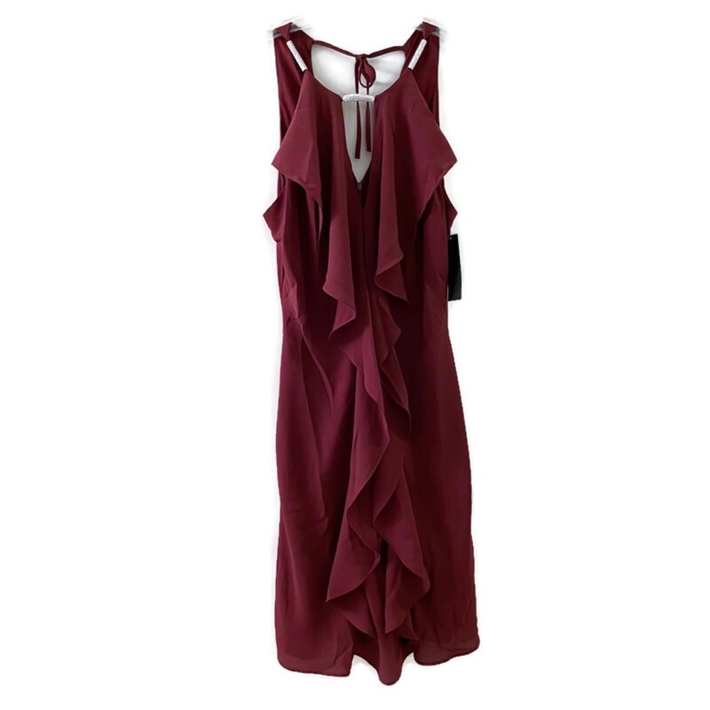 NWT Venus Embellished Wine Colored Ruffle Cocktail Dress Size 6